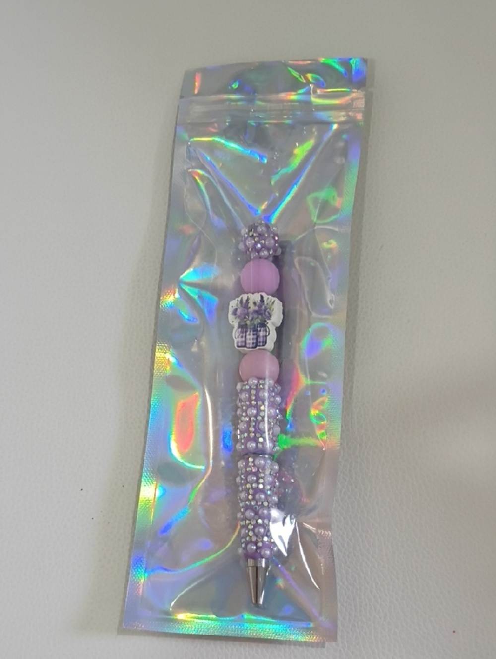 Lavender Beaded Bling Ballpoint Pen